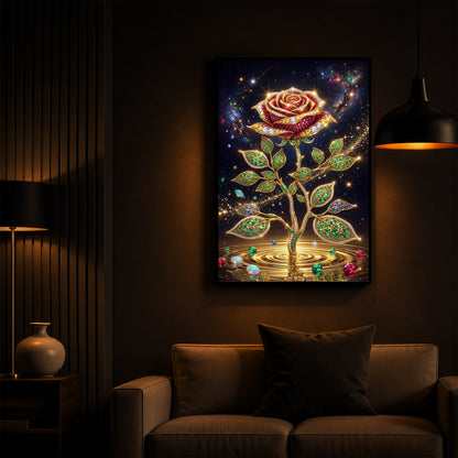 Rose Modern Luxury Backlight Vertical Wall Art