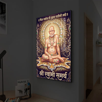 Shree Swami Samarth Modern Luxury Backlight Vertical Wall Art