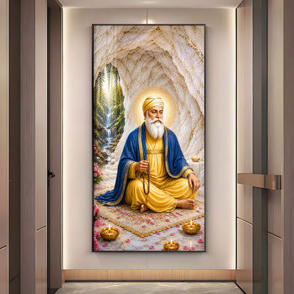 Guru Nanak Dev Ji Meditating Premium Acrylic Vertical Wall Art