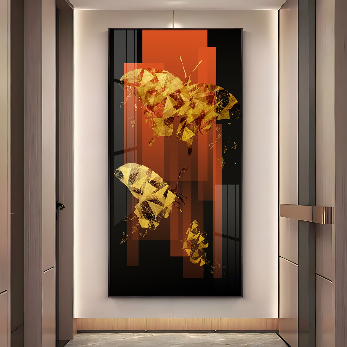 Golden Butterfly Premium Acrylic Vertical Wall Art