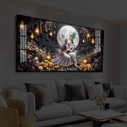 Generic Radha Krishna Romantic Modern Luxury Backlight Horizontal Wall Art