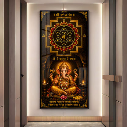 Lord Ganesha Yantra Premium Acrylic Vertical Wall Art