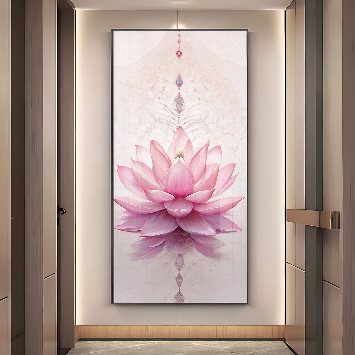 Pink Lotus Flower Premium Acrylic Vertical Wall Art