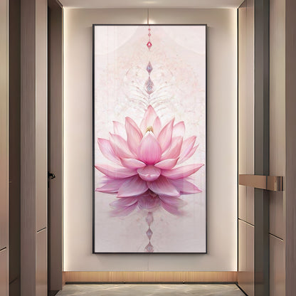 Pink Lotus Flower Premium Acrylic Vertical Wall Art