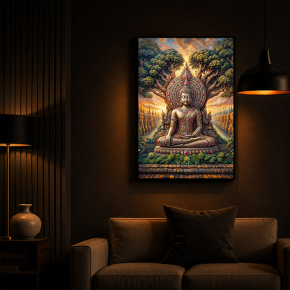 Elevation Buddha Modern Luxury Backlight Vertical Wall Art