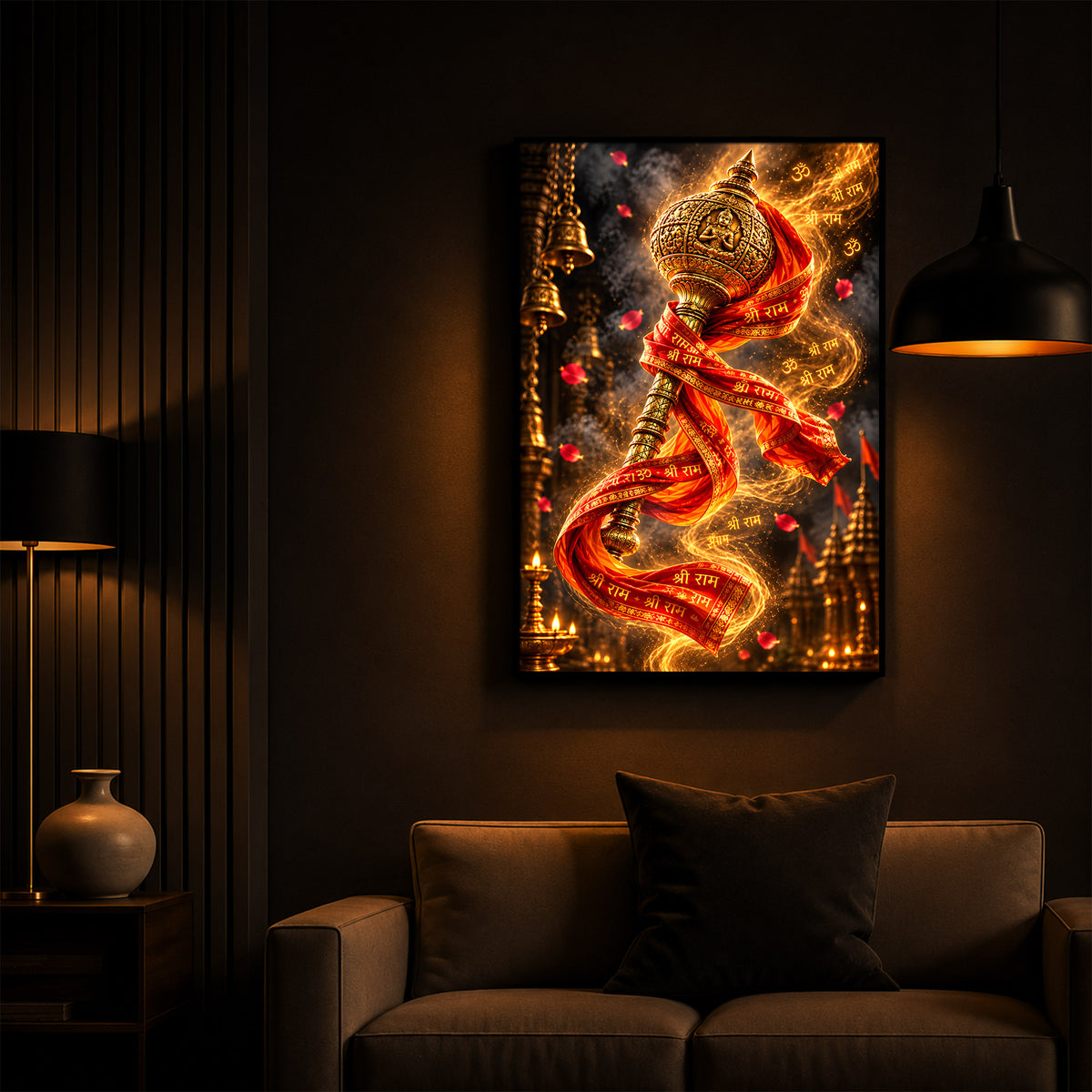 Golden Gada Modern Luxury Backlight Vertical Wall Art