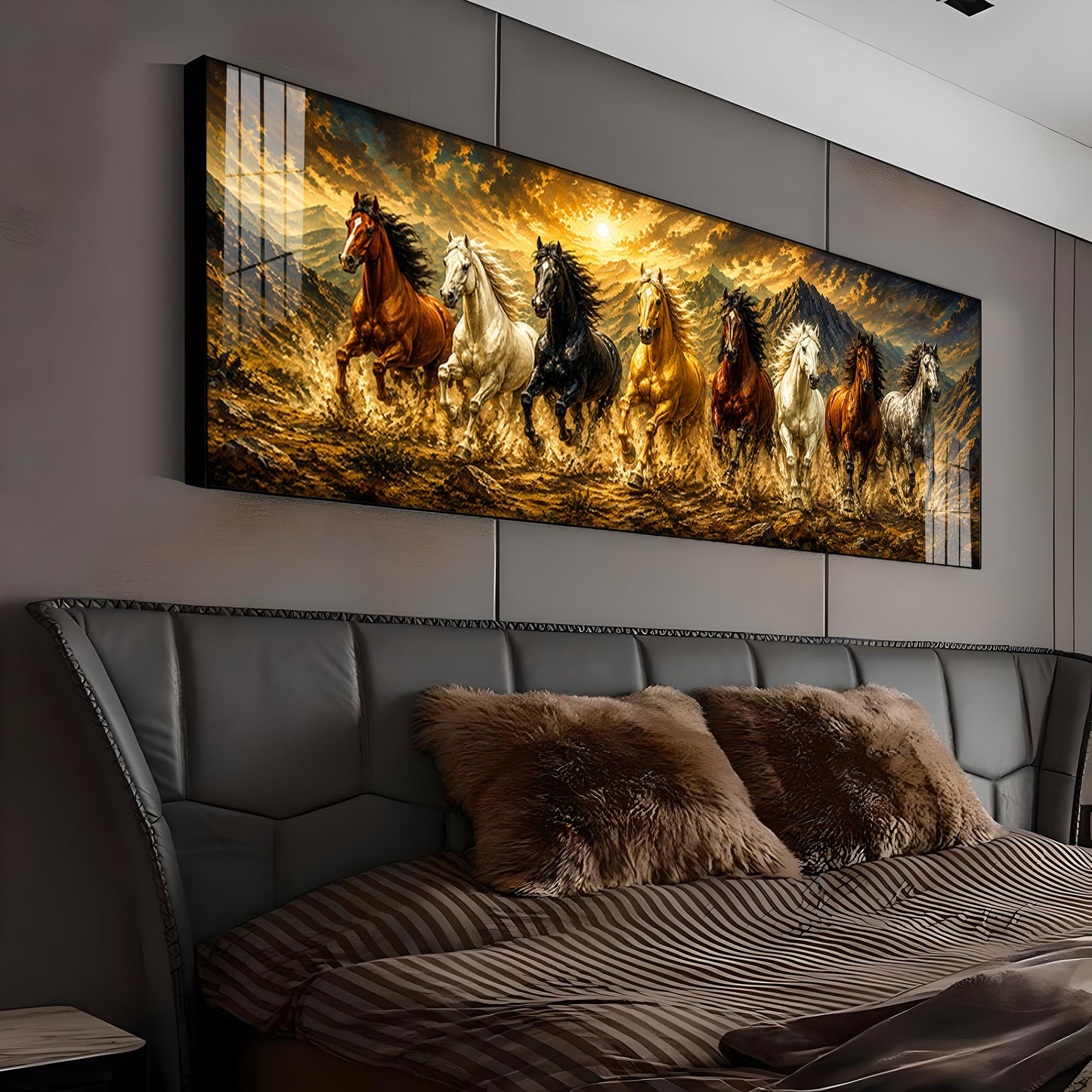 Eight Horses Mountains Premium Acrylic Horizontal Wall Art