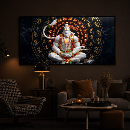 Lord Hanuman Sitting In A Meditative Modern Luxury Backlight Horizontal Wall Art