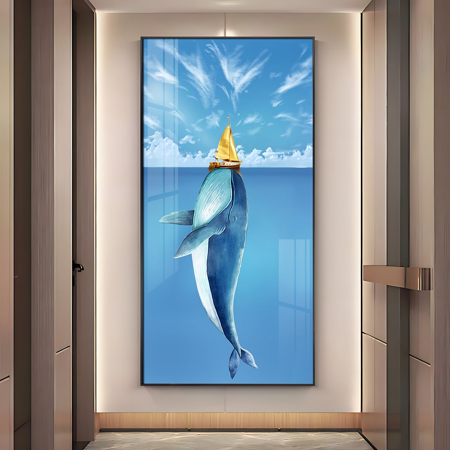Cartoon Whale Premium Acrylic Vertical Wall Art