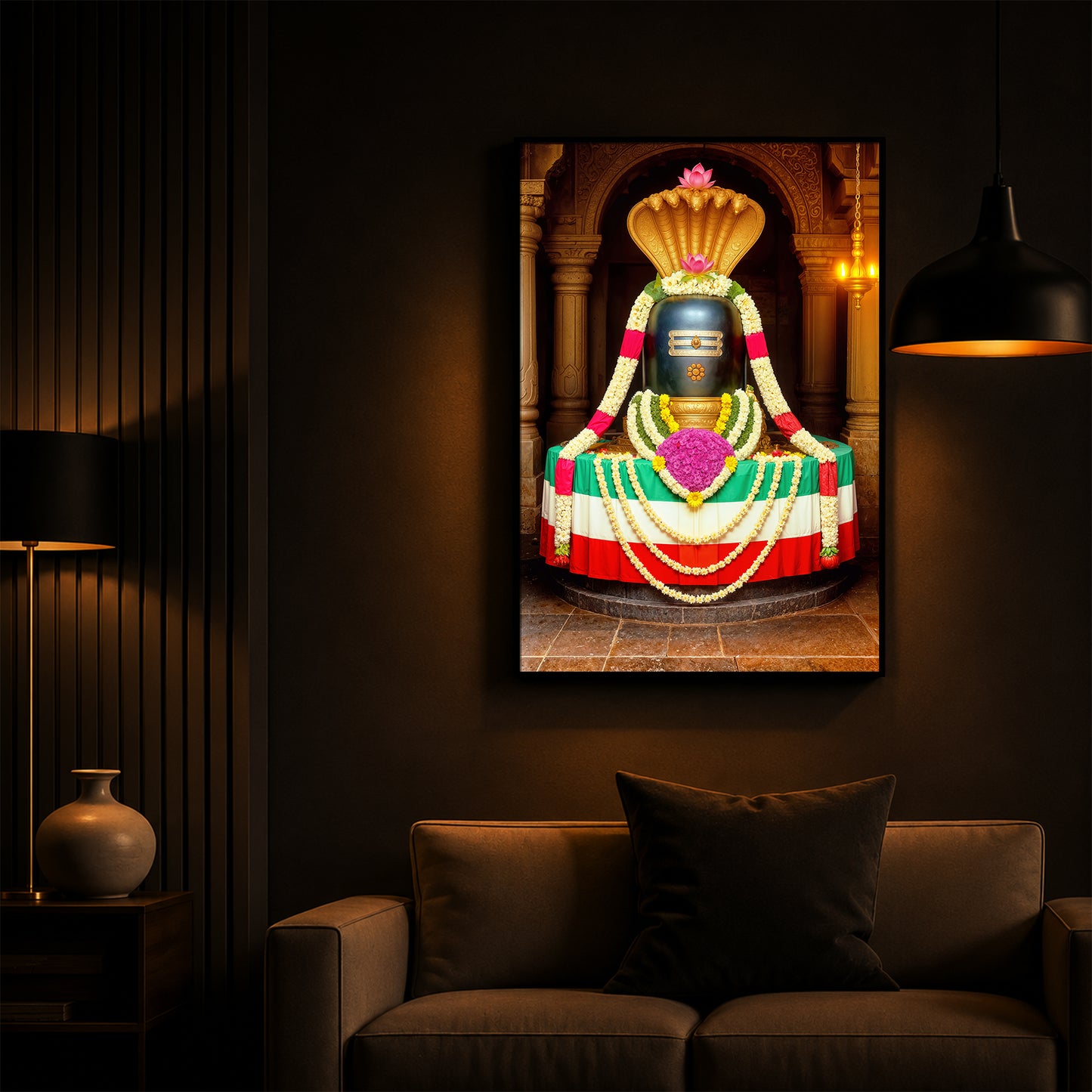 Om Namaha Shivaya Modern Luxury Backlight Vertical Wall Art