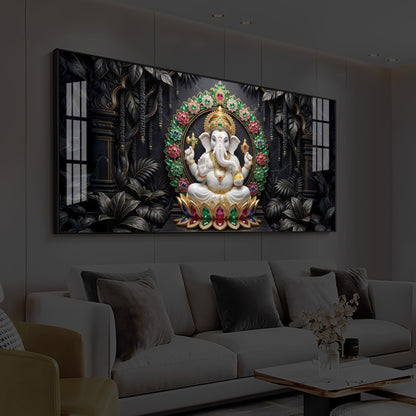 Depicts Lord Ganesha Modern Luxury Backlight Horizontal Wall Art