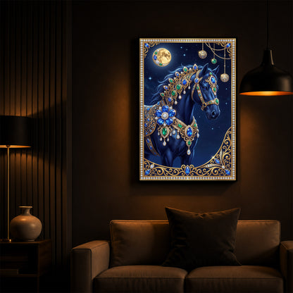 Black Horse Modern Luxury Backlight Vertical Wall Art