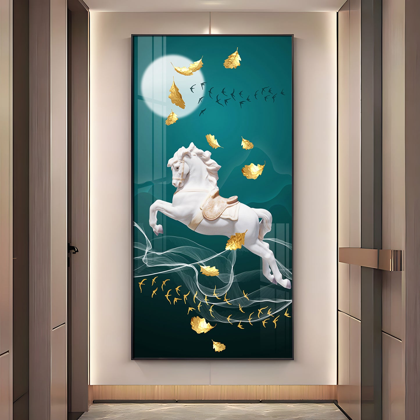 White Horse Premium Acrylic Vertical Wall Art