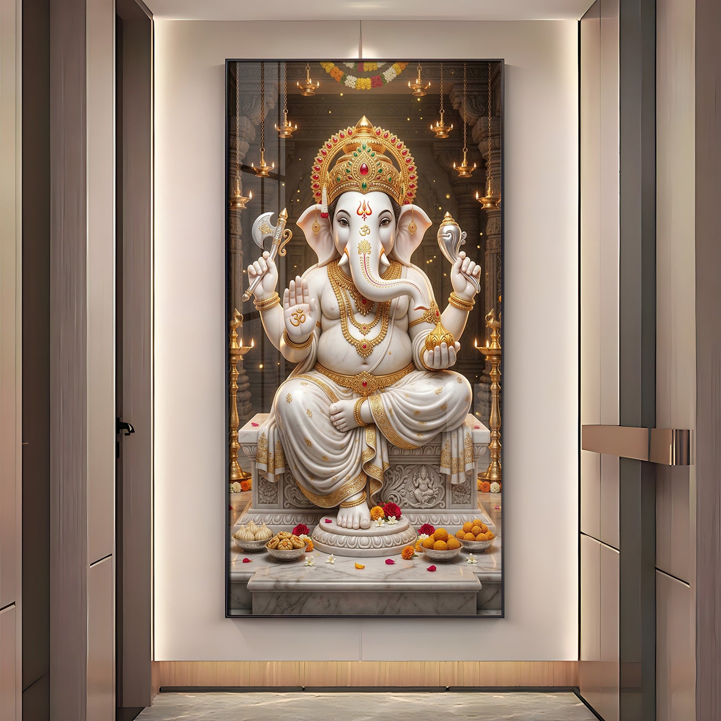 Divine Blessings Of Ganesh Ji Premium Acrylic Vertical Wall Art