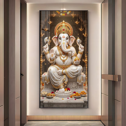 Divine Blessings Of Ganesh Ji Premium Acrylic Vertical Wall Art