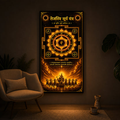Tejasvi Surya Yantra Modern Luxury Backlight Vertical Wall Art