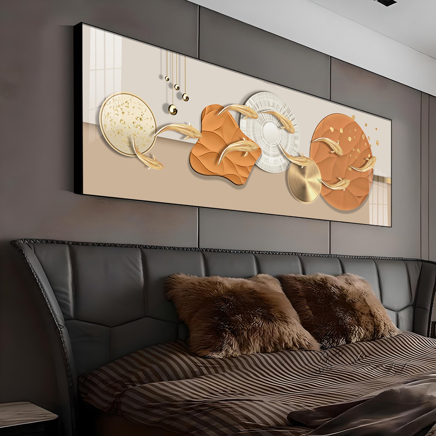 Radiant Gold Fish Premium Acrylic Horizontal Wall Art