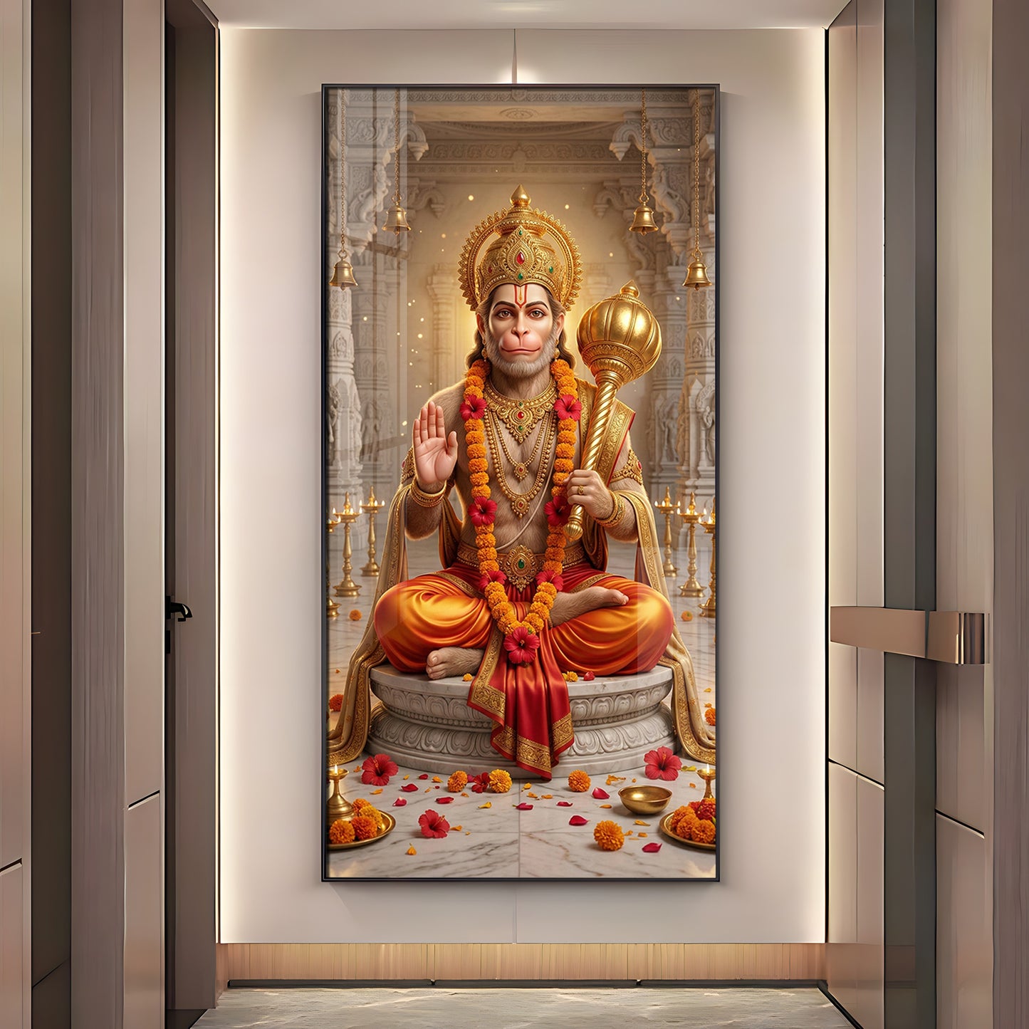 Divine Blessings Of Hanuman Ji Premium Acrylic Vertical Wall Art