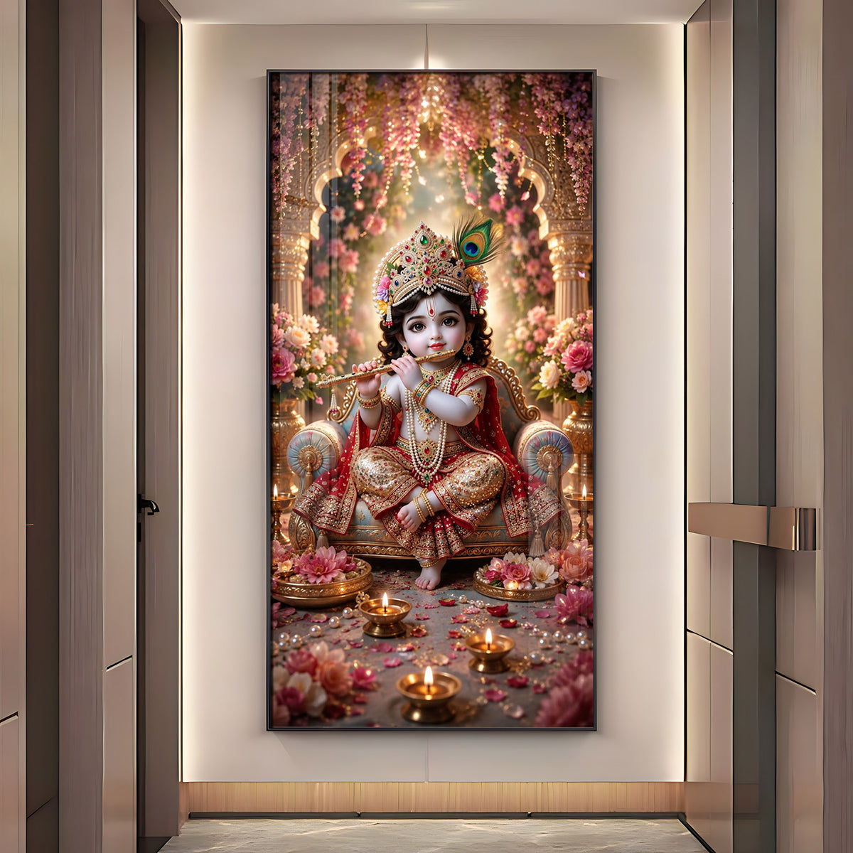 Divine Bhagwan Krishna Premium Acrylic Vertical Wall Art
