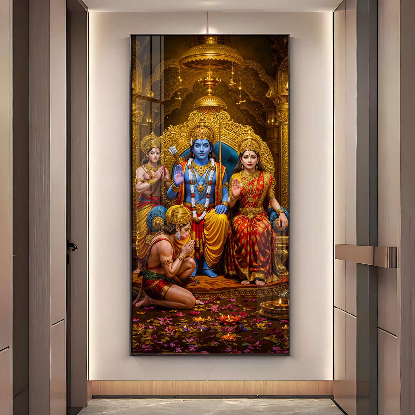 Devotion Of Hanuman Premium Acrylic Vertical Wall Art