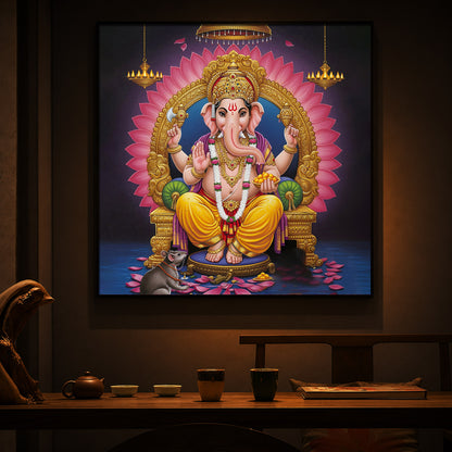 Divine Ganesh JI Modern Luxury Backlight Square Wall Art