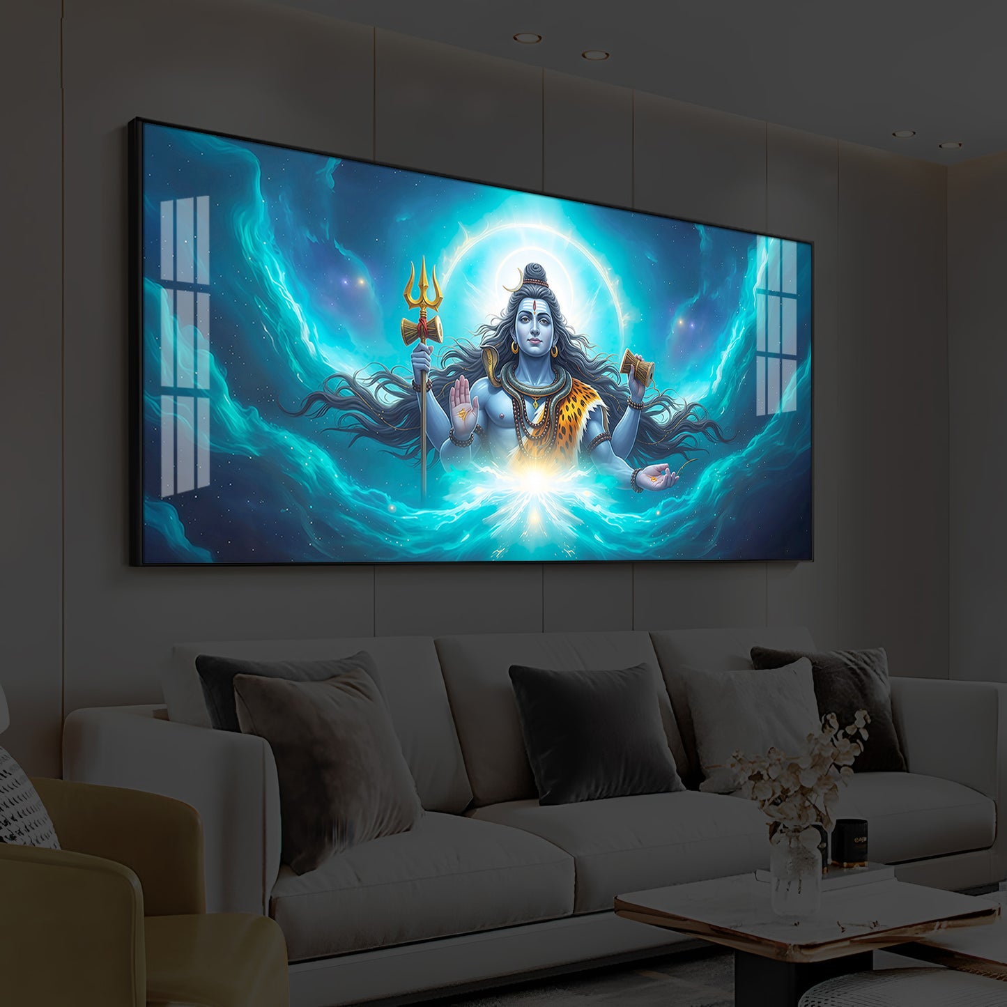 Cosmic Shiva Modern Luxury Backlight Horizontal Wall Art