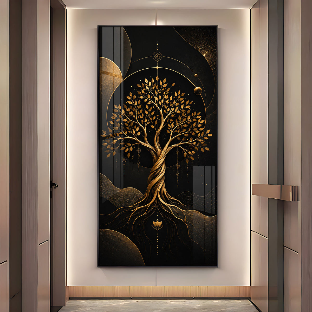 Modern Luxury Gold Tree Premium Acrylic Vertical Wall Art