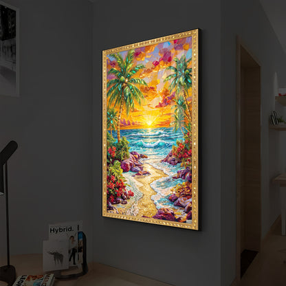 Coastal Bliss Modern Luxury Backlight Vertical Wall Art
