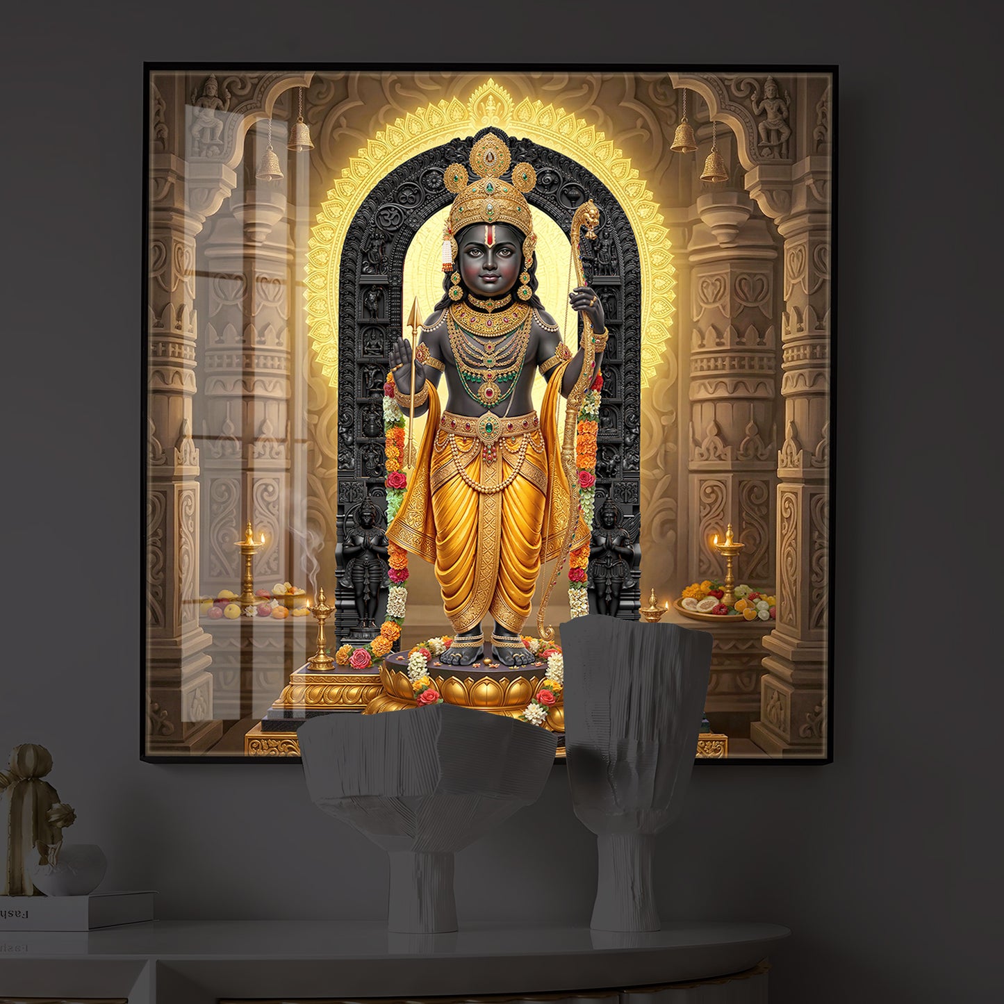 Shree Ram Modern Luxury Backlight Square Wall Art