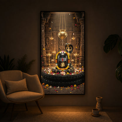 Om Namah Shivayah Modern Luxury Backlight Vertical Wall Art