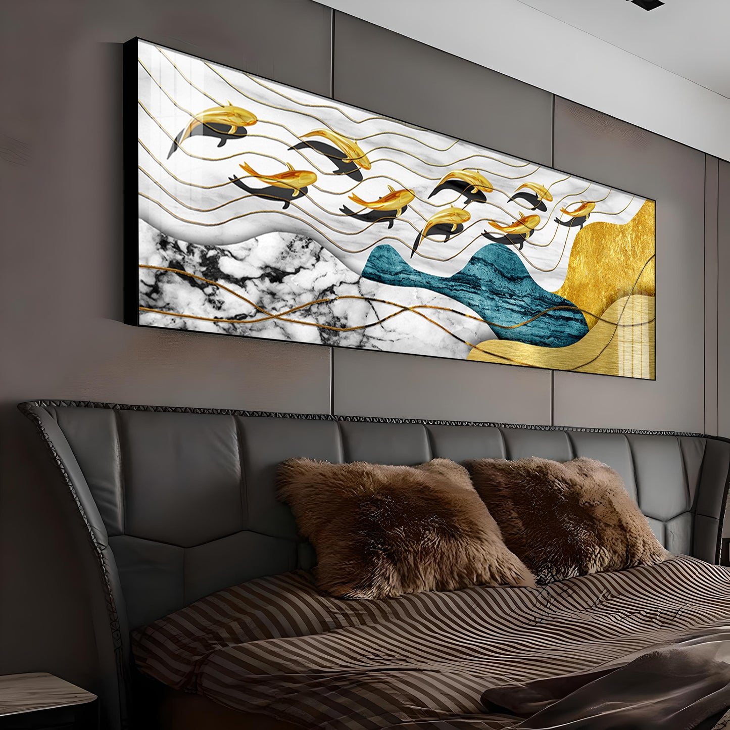 Golden Wings Elegance Premium Acrylic Horizontal Wall Art