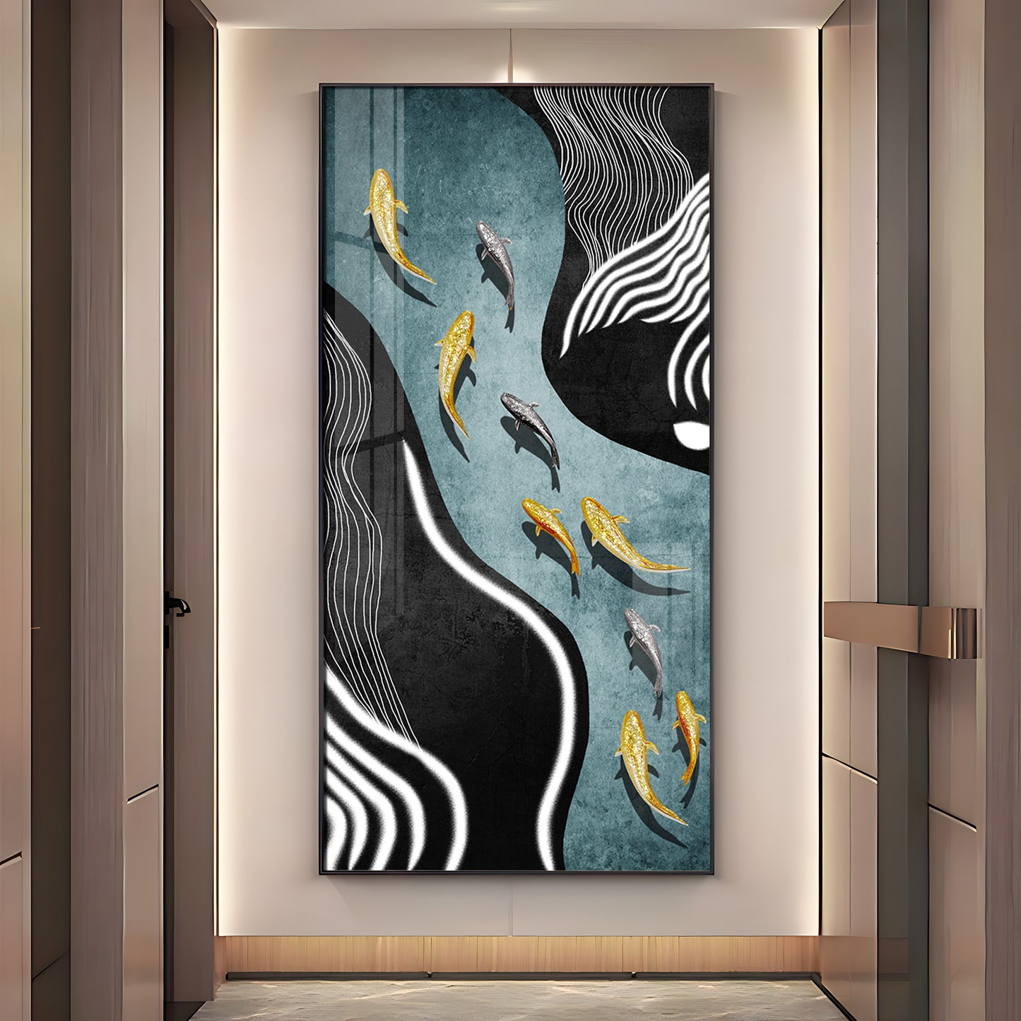 Fish Flow Fusion Premium Acrylic Vertical Wall Art