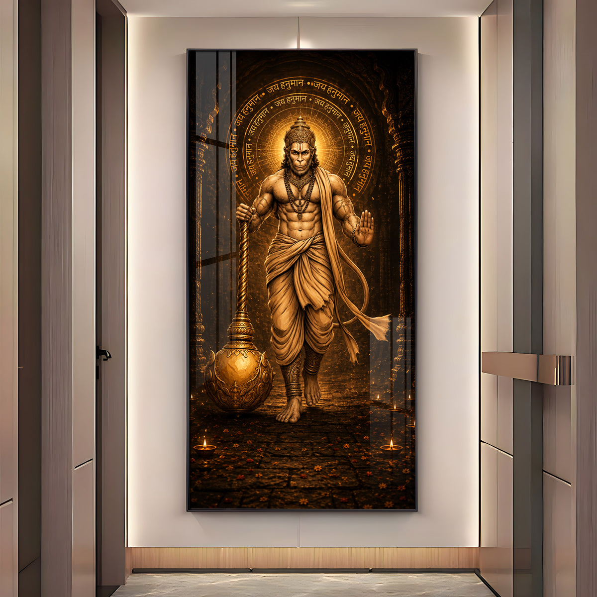 Spiritual God Hanuman Ji Premium Acrylic Vertical Wall Art