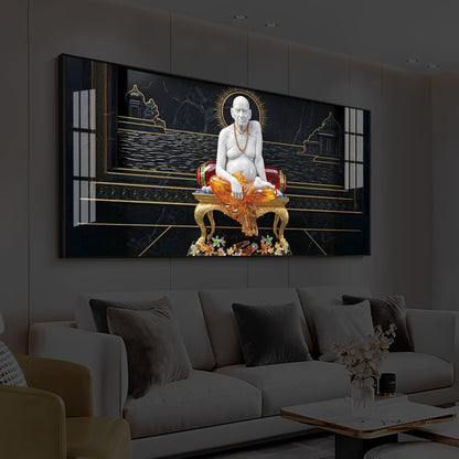 Swami Samarth Maharaj Modern Luxury Backlight Horizontal Wall Art