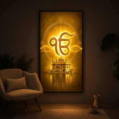 Ik Onkar Modern Luxury Backlight Vertical Wall Art