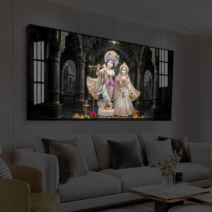 Spiritual Shree Radha Krishna Modern Luxury Backlight Horizontal Wall Art