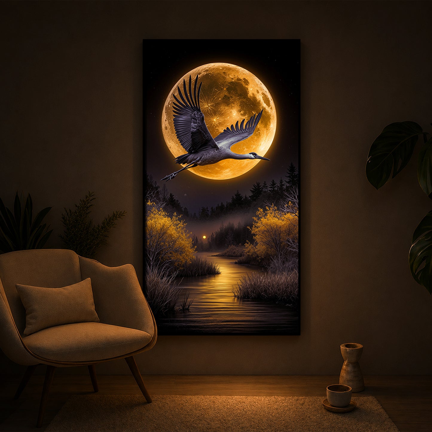 Regalia Bird Modern Luxury Backlight Vertical Wall Art