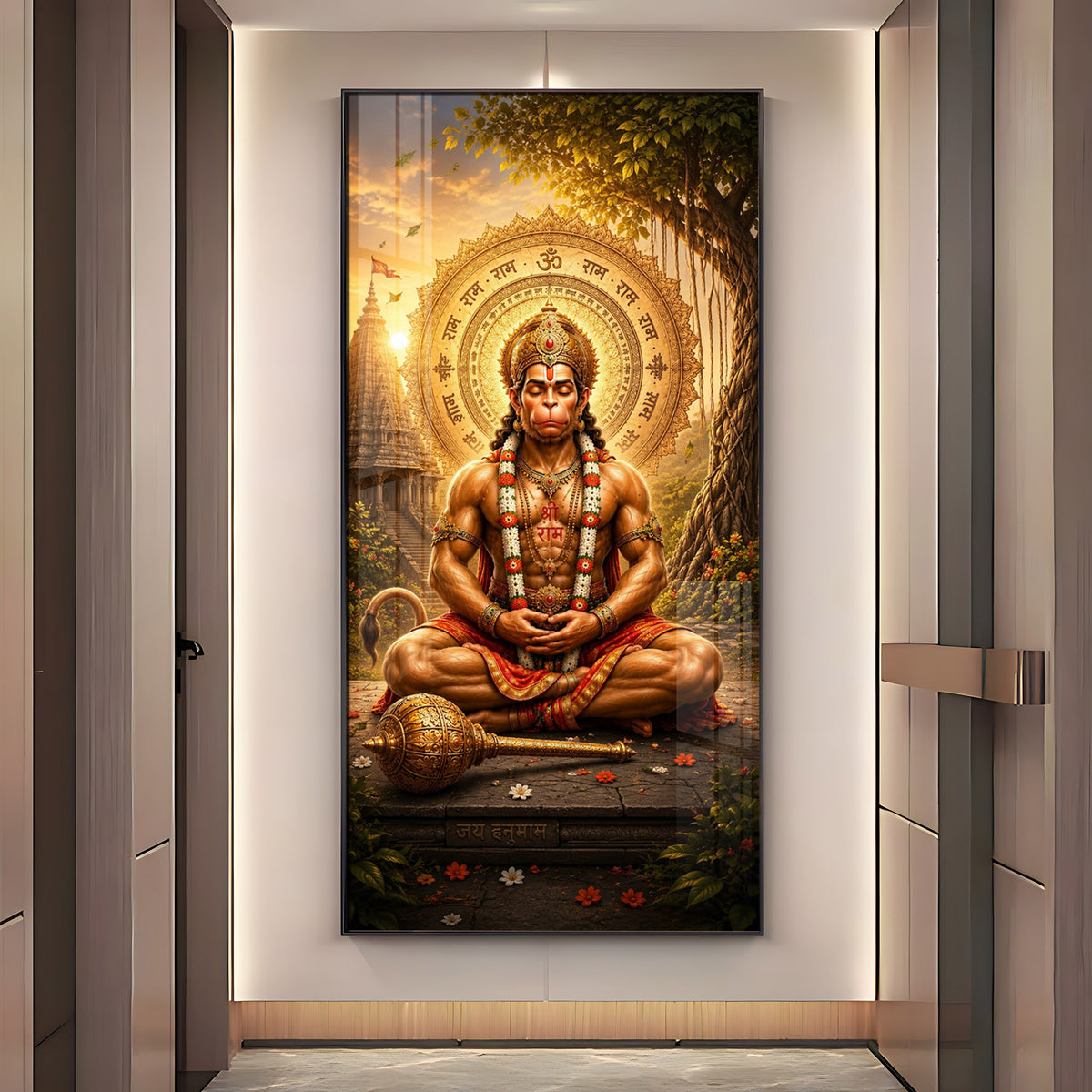 Divine Lord Hanuman's Premium Acrylic Vertical Wall Art