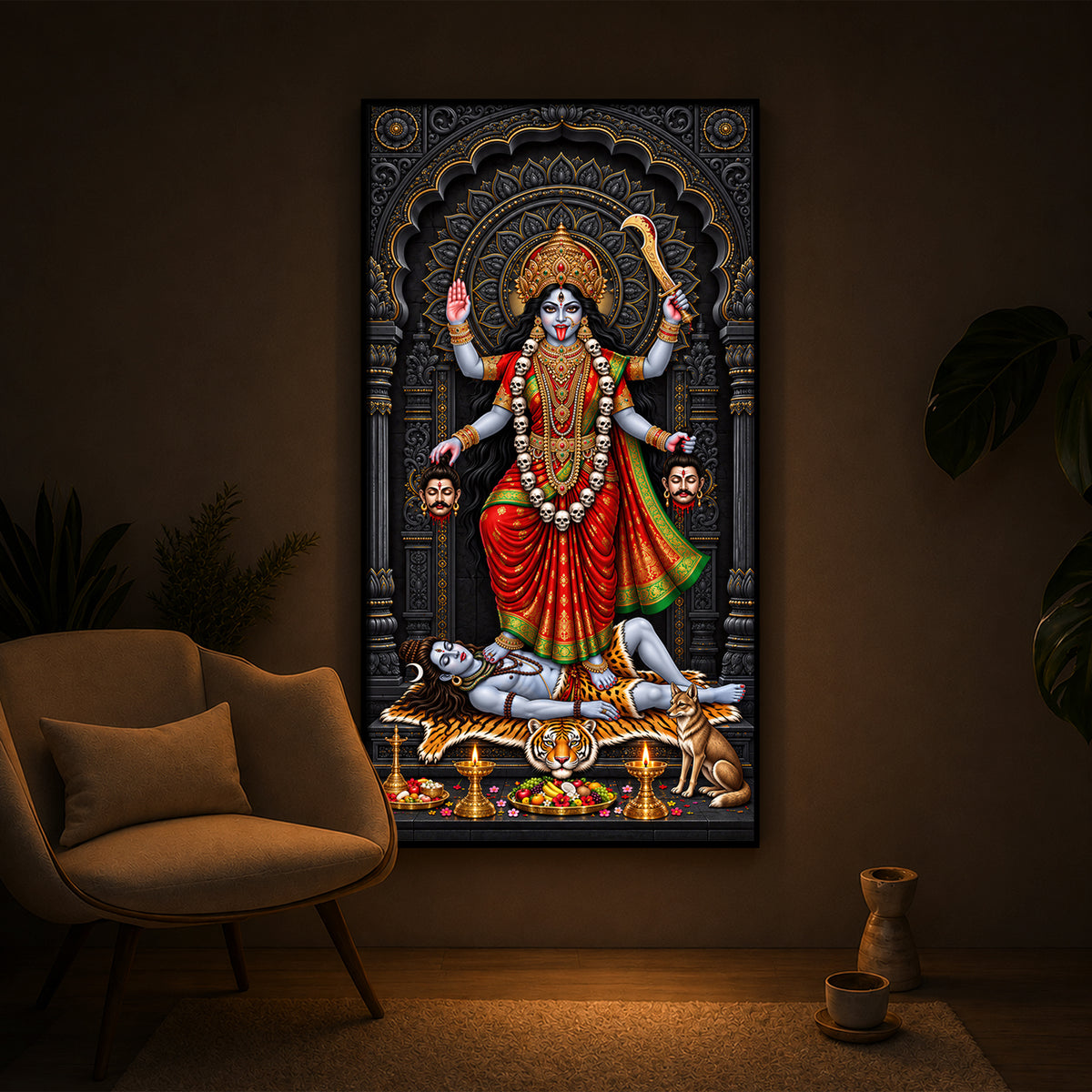 Mahakali Modern Luxury Backlight Vertical Wall Art