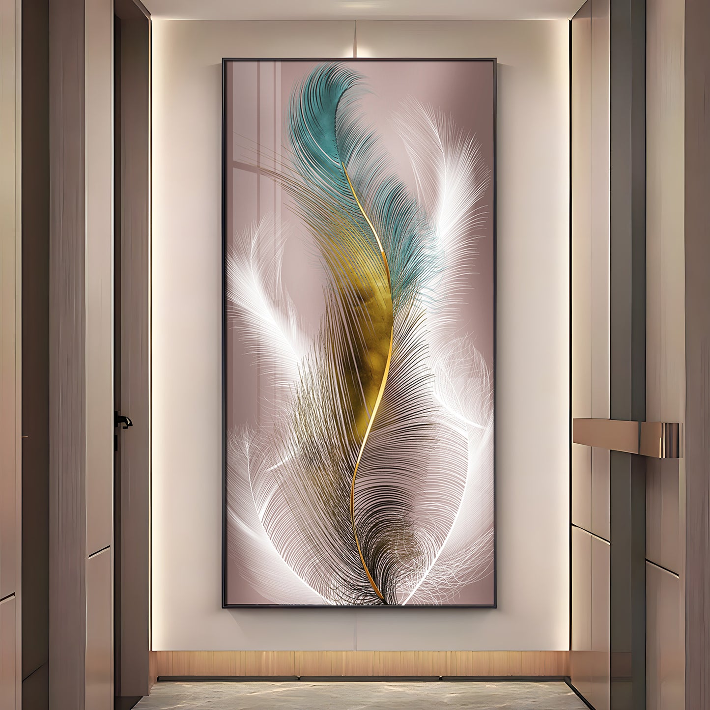 Abstract Feather Premium Acrylic Vertical Wall Art