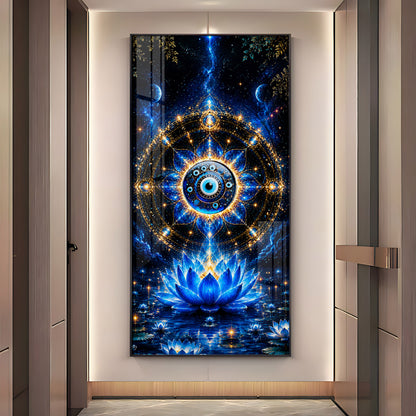 Cosmic Evil Eye With Lotus Premium Acrylic Vertical Wall Art