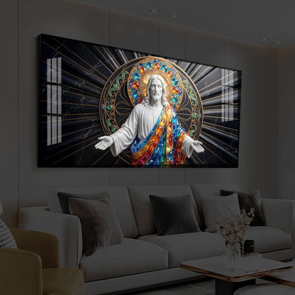 Divine Jesus Modern Luxury Backlight Horizontal Wall Art