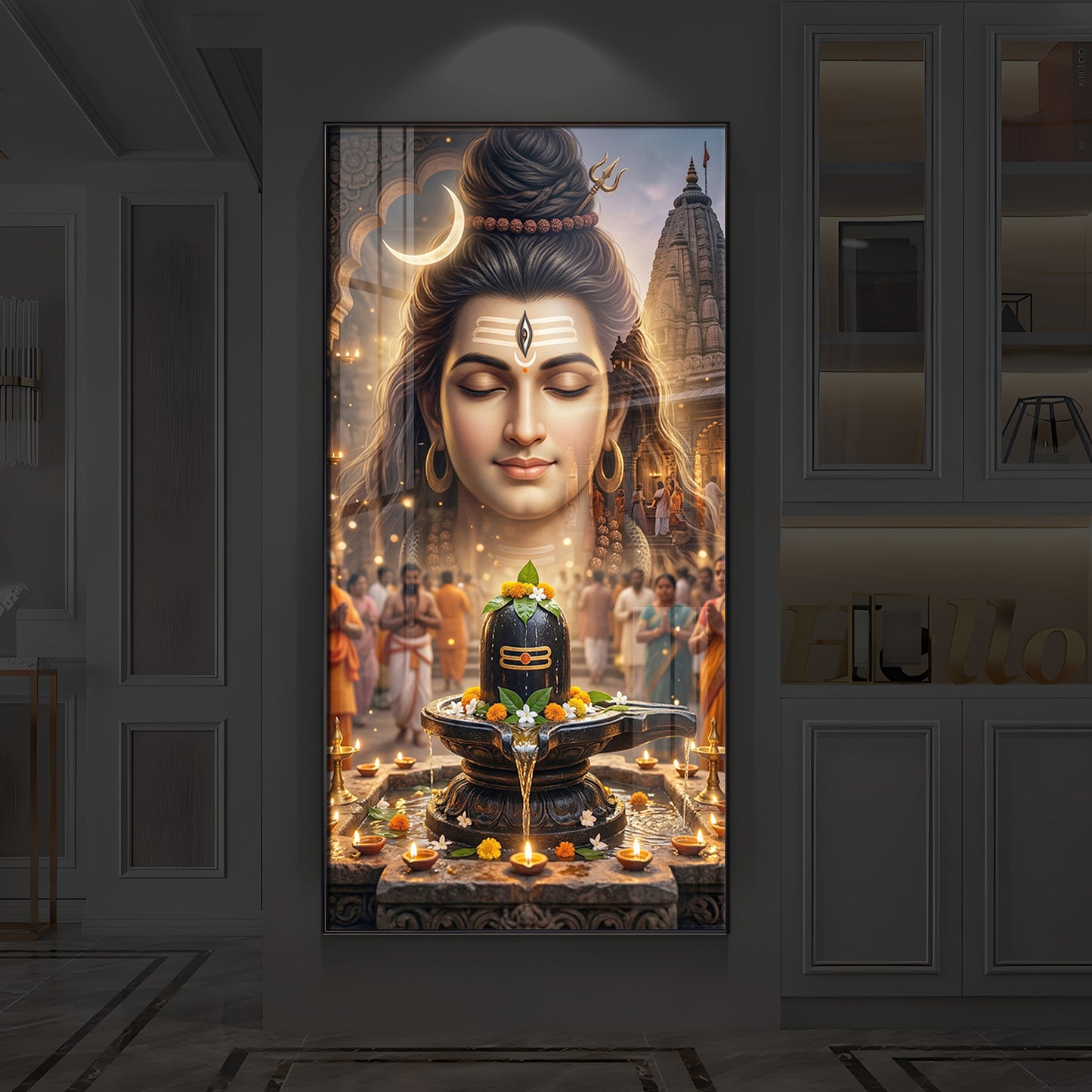 Lord Shiva Modern Luxury Backlight Vertical Wall Art