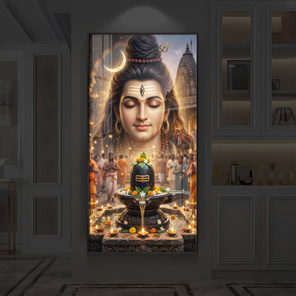 Lord Shiva Modern Luxury Backlight Vertical Wall Art