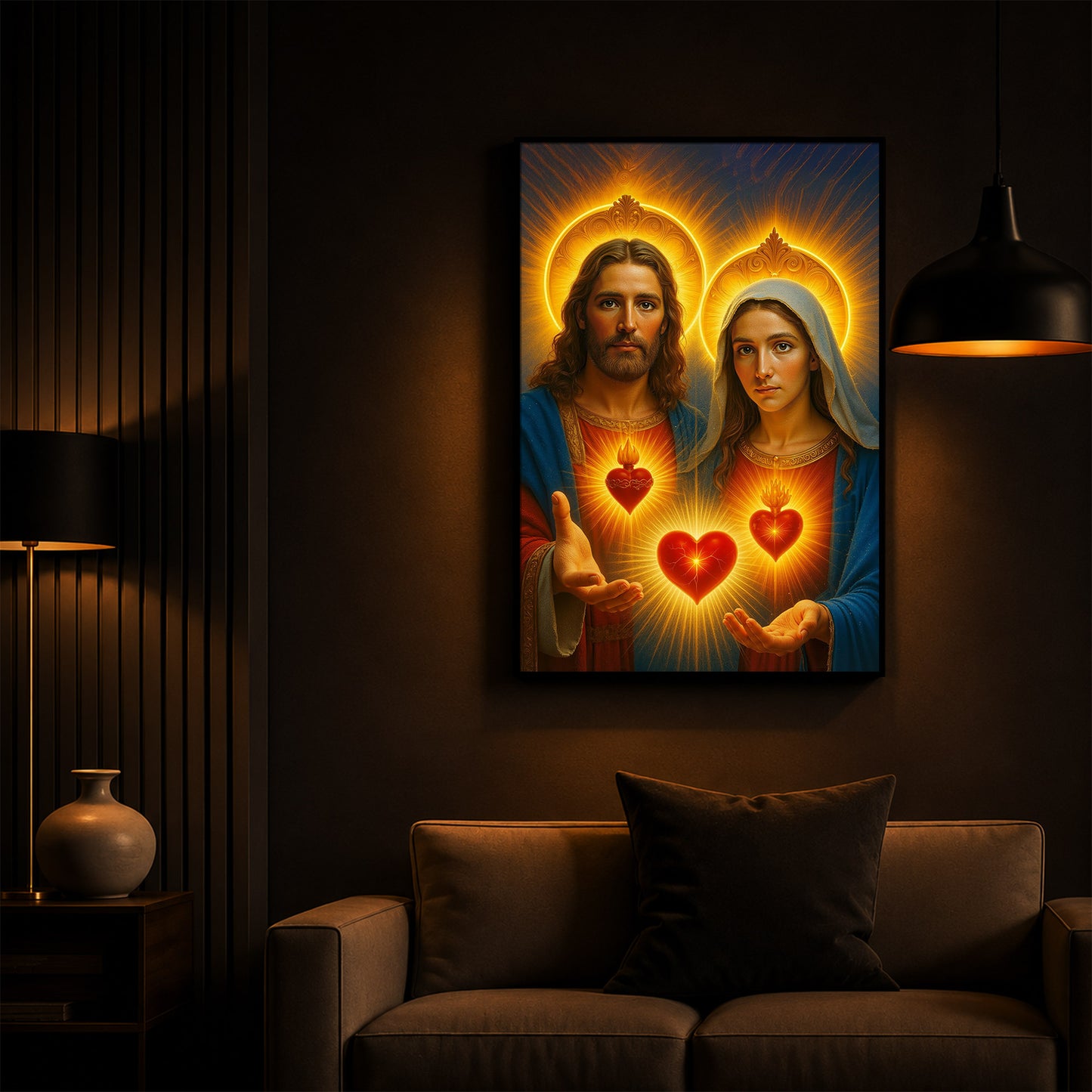 God Prayer Modern Luxury Backlight Vertical Wall Art
