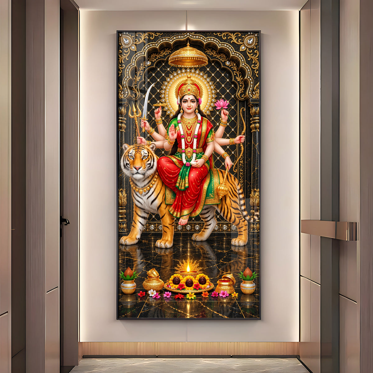 Durga Mata Premium Acrylic Vertical Wall Art