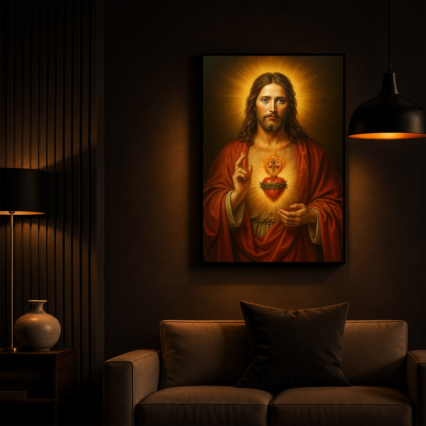 Heart Of Jesus Modern Luxury Backlight Vertical Wall Art