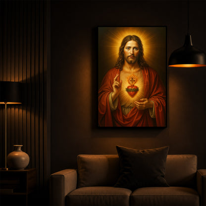 Heart Of Jesus Modern Luxury Backlight Vertical Wall Art