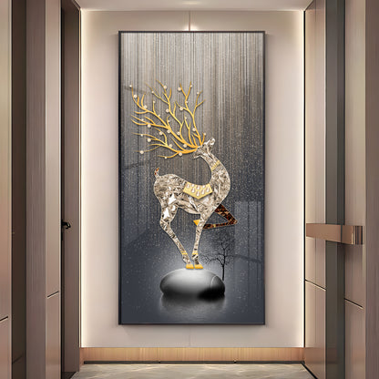 Couple Golden Deer Premium Acrylic Vertical Wall Art
