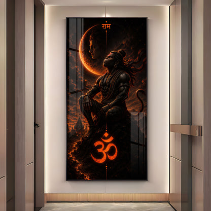 Meditating Lord Hanuman Premium Acrylic Vertical Wall Art